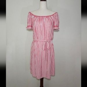 Max Studio Short Sleeve Striped Off the Shoulder Dress Size Large